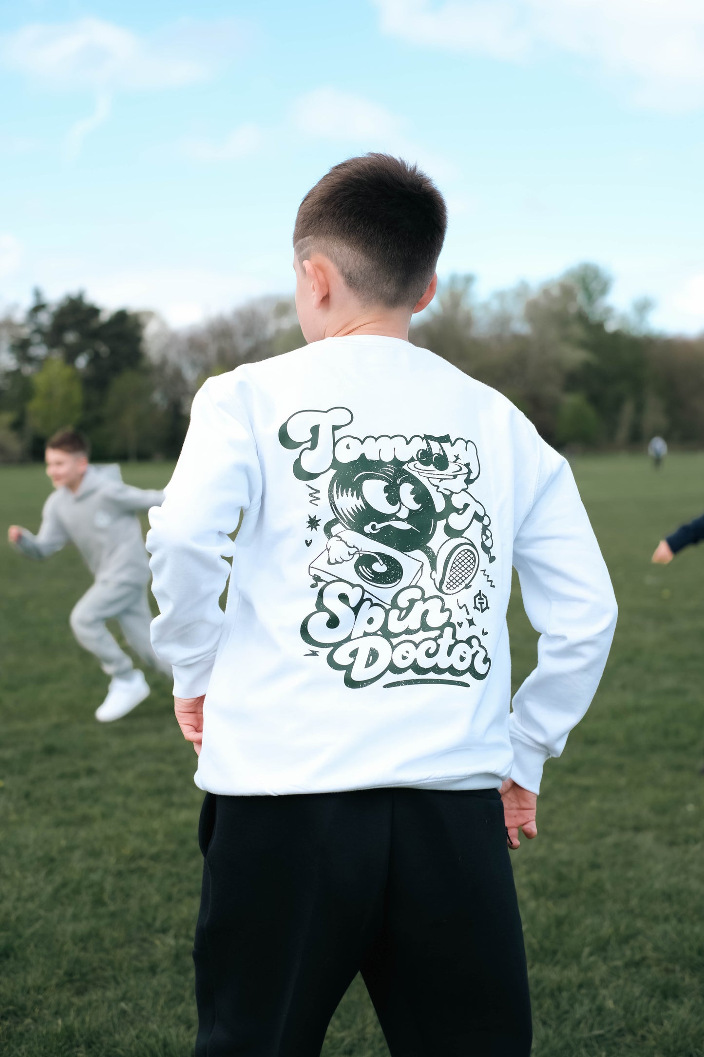 Spin Doctor Sweatshirt- White/Green - Kids Sweatshirt | Tommy Ts