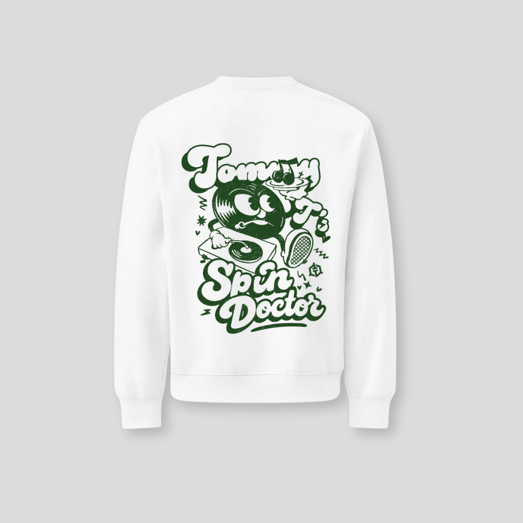 Spin Doctor Sweatshirt- White/Green - Kids Sweatshirt | Tommy Ts