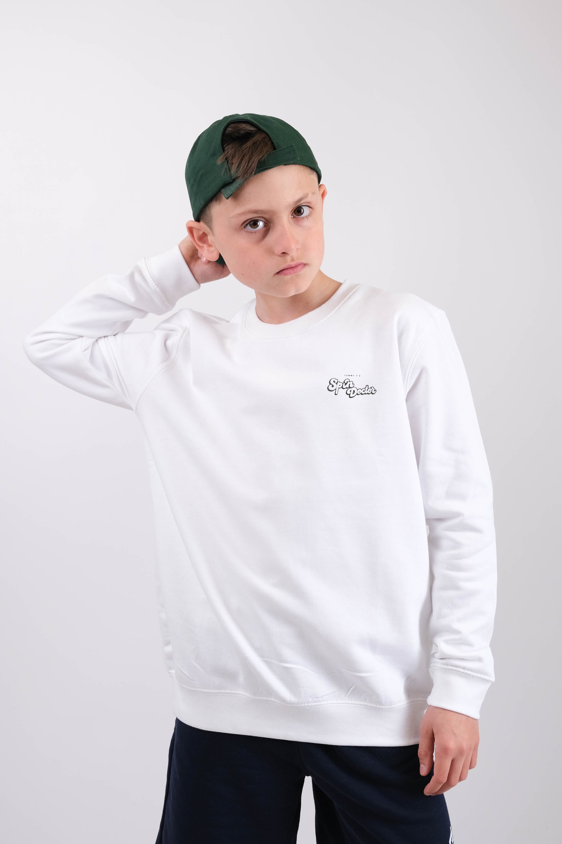 Spin Doctor Sweatshirt- White/Green - Kids Sweatshirt | Tommy Ts